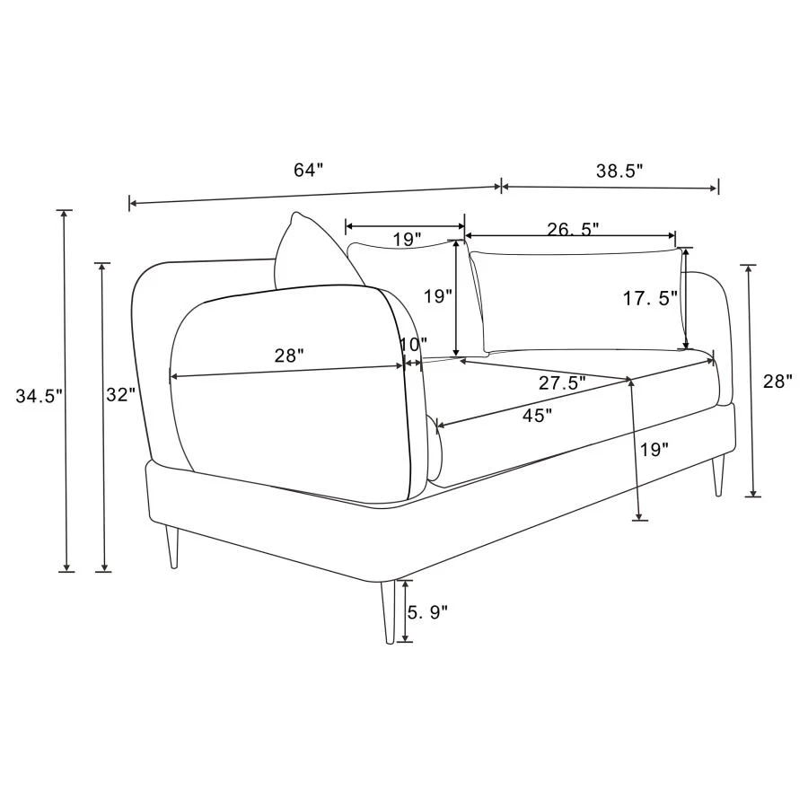 Jade - Chenille Upholstered Modern Track Arm Loveseat - Image 25