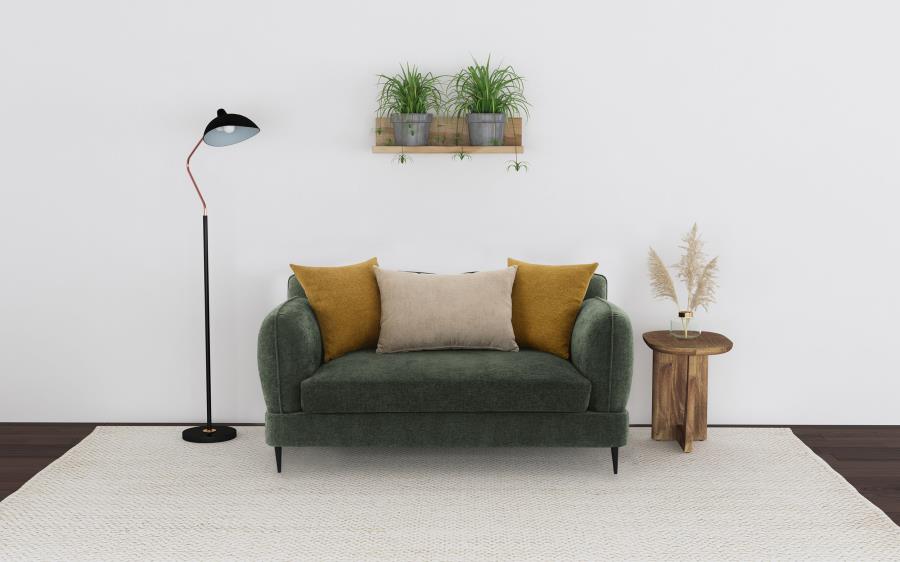 Jade - Chenille Upholstered Modern Track Arm Loveseat - Image 3