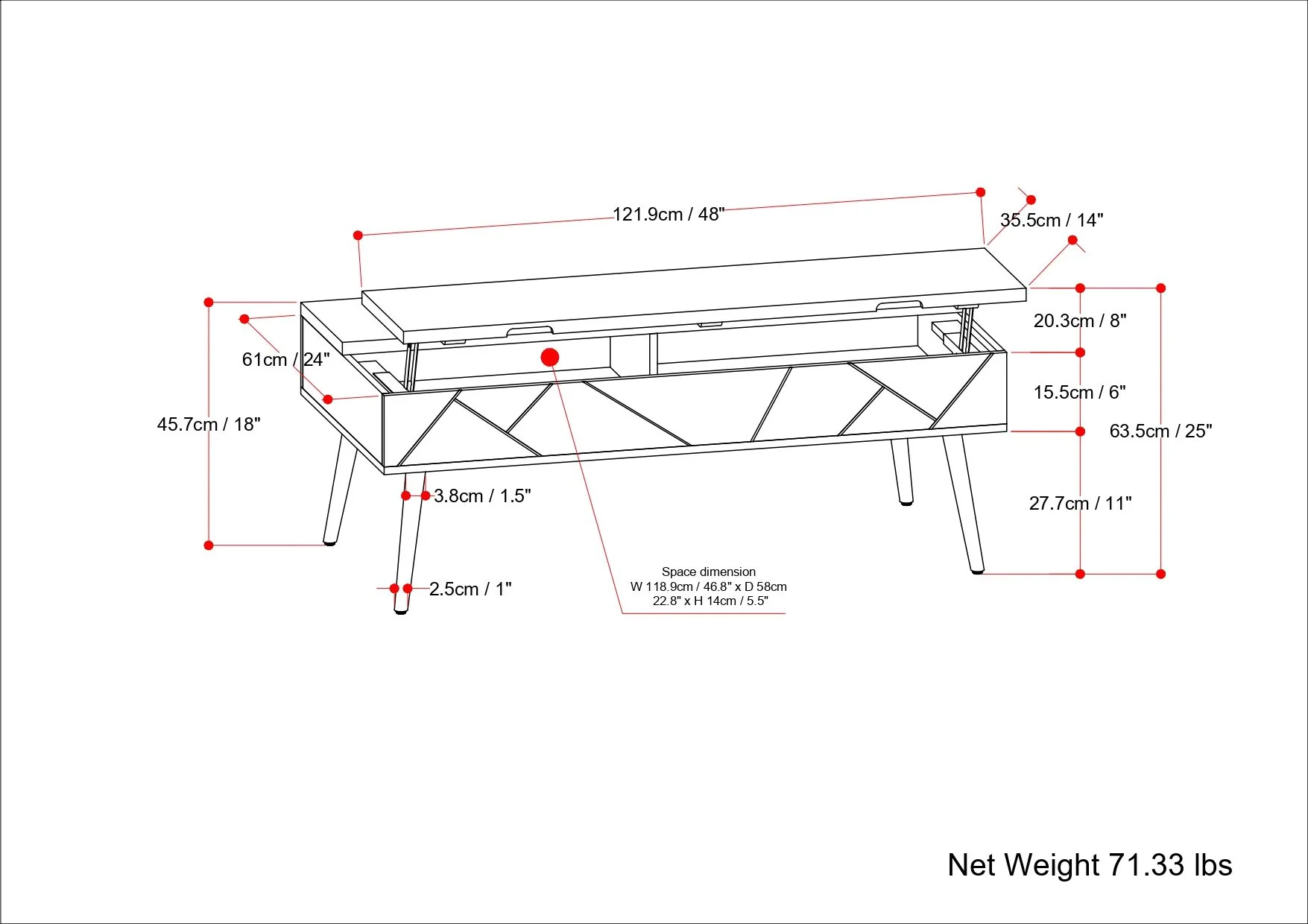 Jager - Lift Top Coffee Table Handcrafted - Image 4