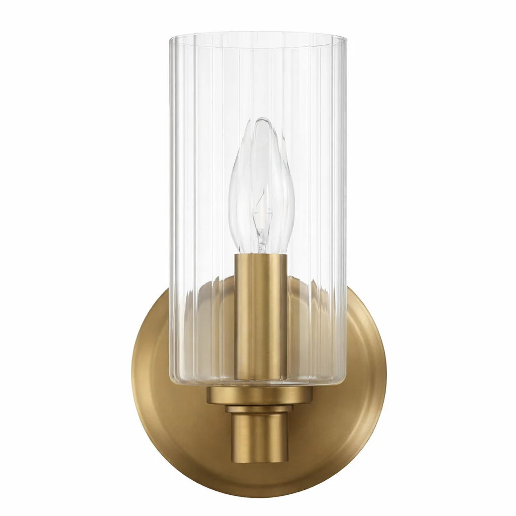 Jardin - Single Light Wall Sconce With Clear Ribbed Satin - Clear / Gold - Image 4