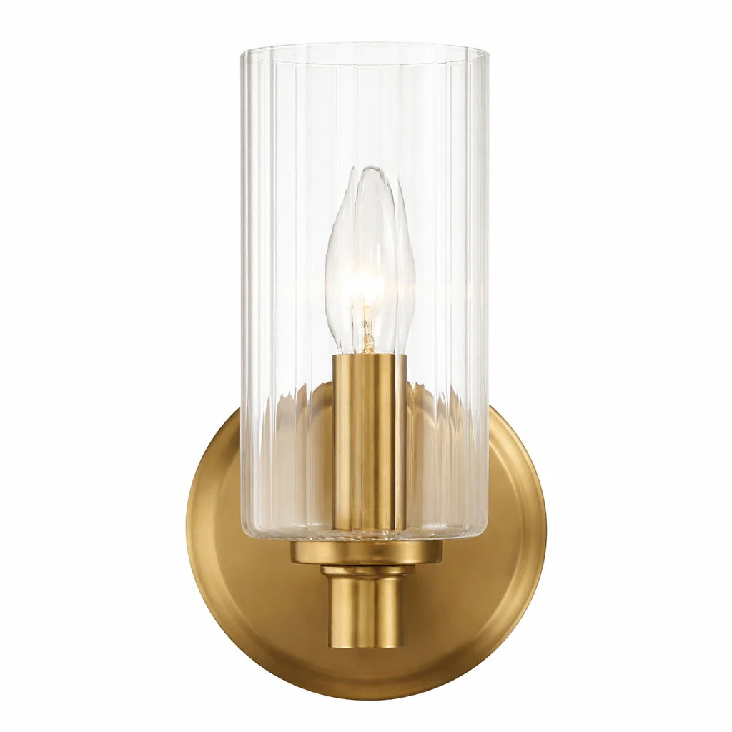 Jardin - Single Light Wall Sconce With Clear Ribbed Satin - Clear / Gold - Image 5