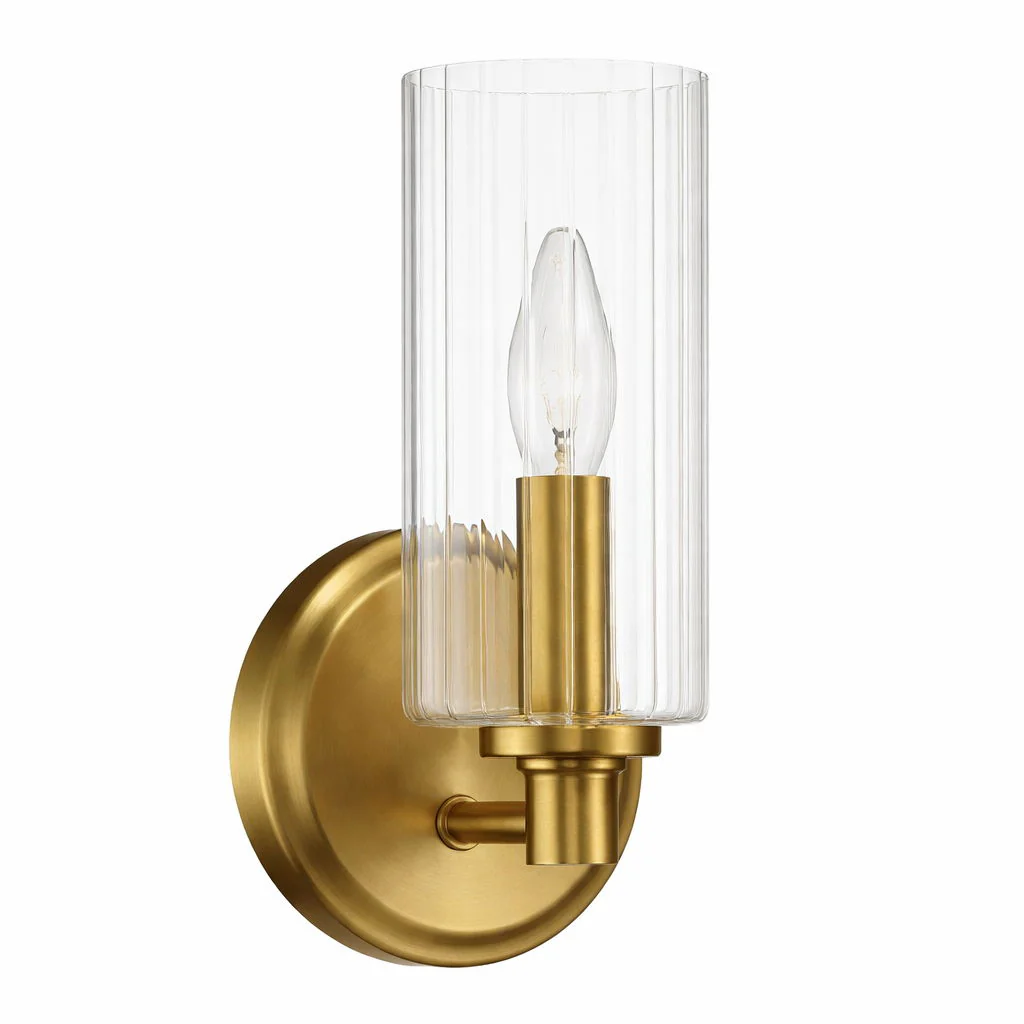 Jardin - Single Light Wall Sconce With Clear Ribbed Satin - Clear / Gold - Image 8