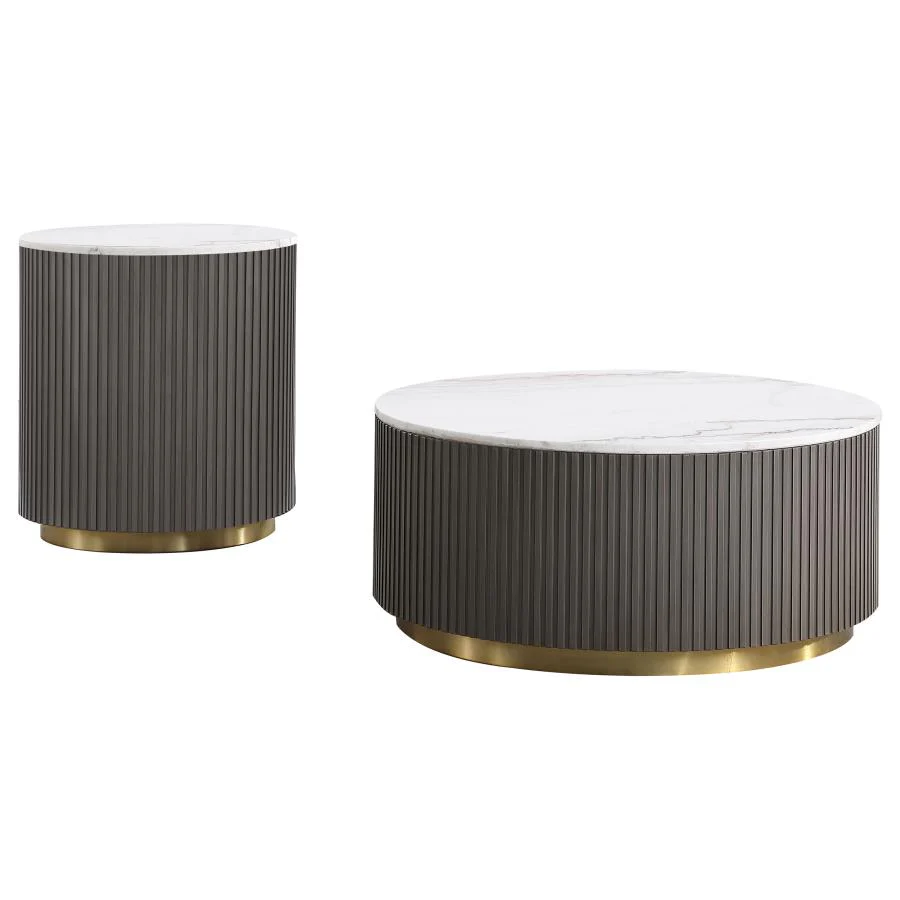 Jason - Round Marble Coffee Table Set - Image 3