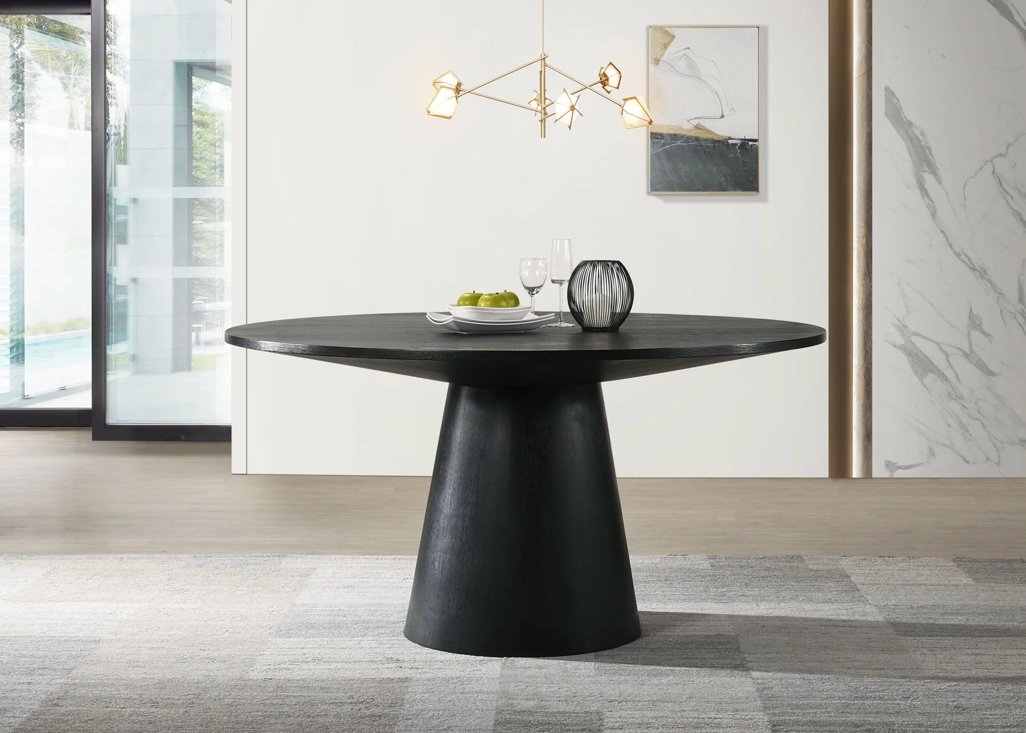 Jasper - Wide Contemporary Round Dining Table - Image 2
