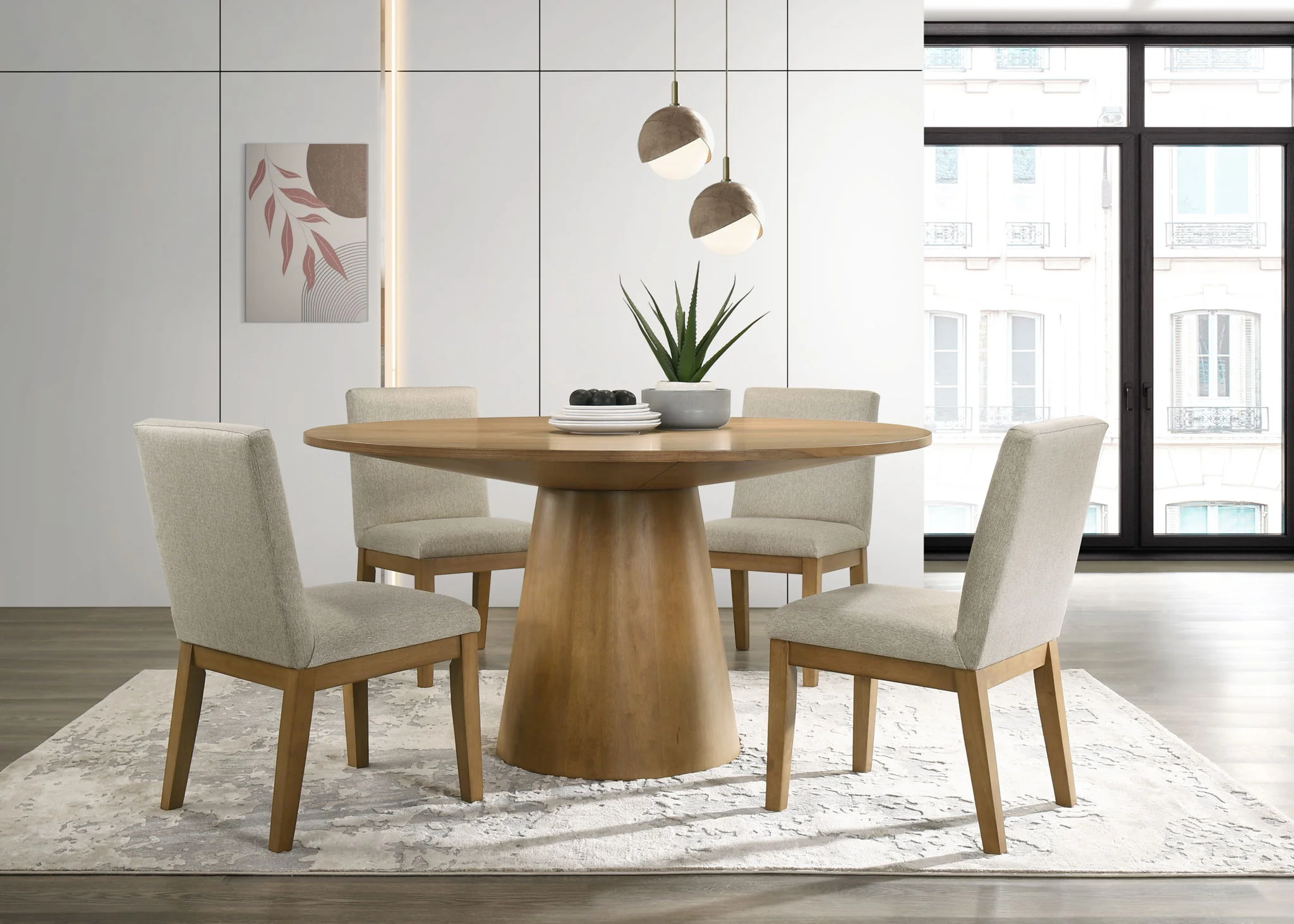 Jasper - Wide Contemporary Round Dining Table Set - Image 2