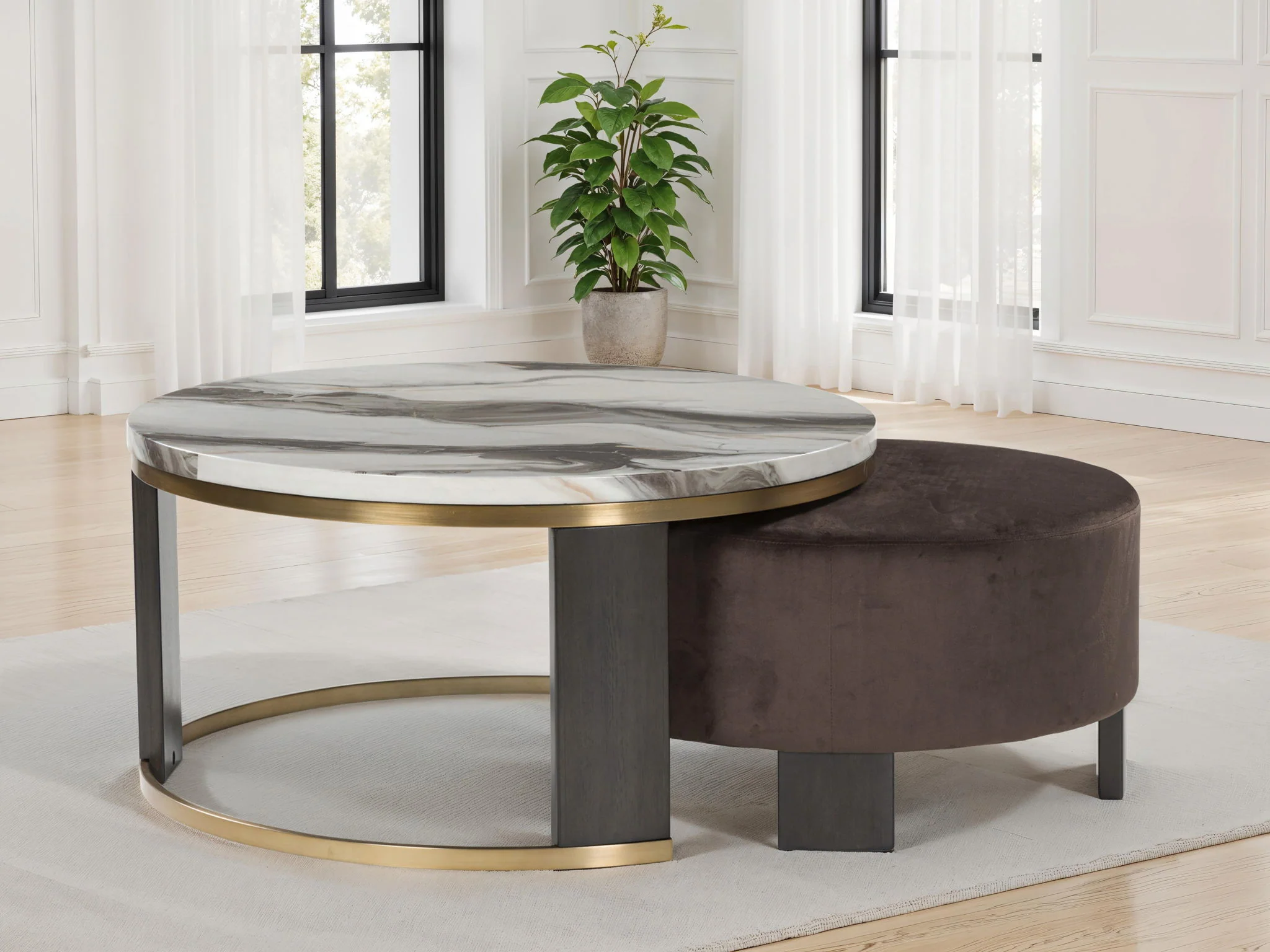 Jazmore - Nesting Cocktail Tables (Set of 2) - Brown / Brass Finish - Image 3