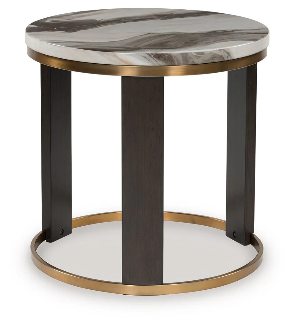 Jazmore - Round End Table - Brown / Brass Finish - Image 5