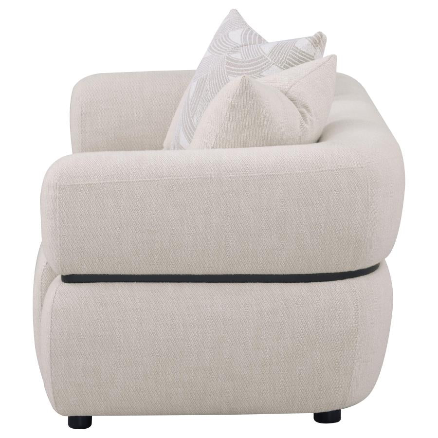 Jeanette - 73" Fabric Upholstered Round Arm Loveseat - Beige - Image 5