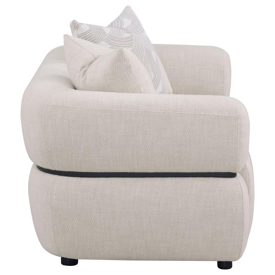 Jeanette - 73" Fabric Upholstered Round Arm Loveseat - Beige - Image 8
