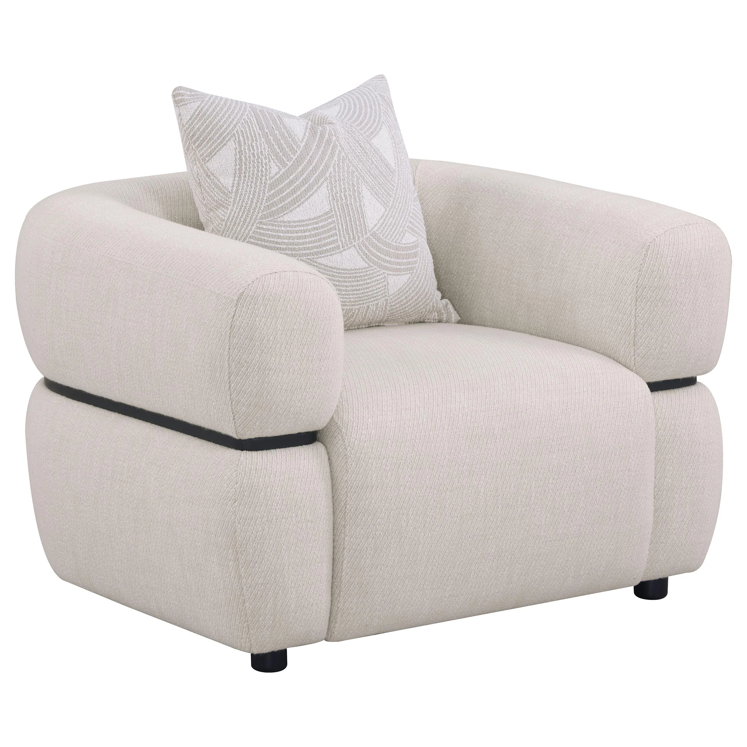 Jeanette - Fabric Upholstered Round Arm Accent Chair - Beige - Image 13