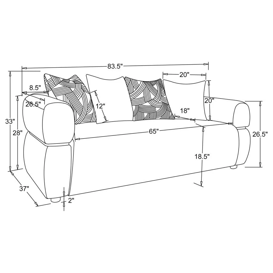 Jeanette - Fabric Upholstered Round Arm Sofa Set - Image 21