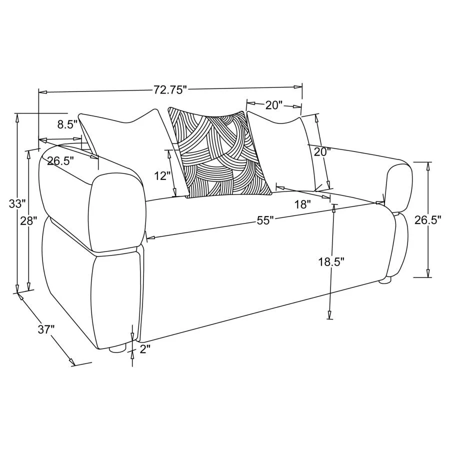 Jeanette - Fabric Upholstered Round Arm Sofa Set - Image 22