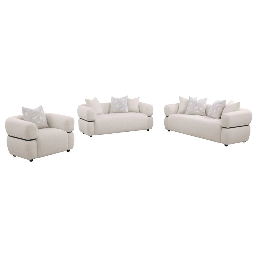 Jeanette - Fabric Upholstered Round Arm Sofa Set - Image 4