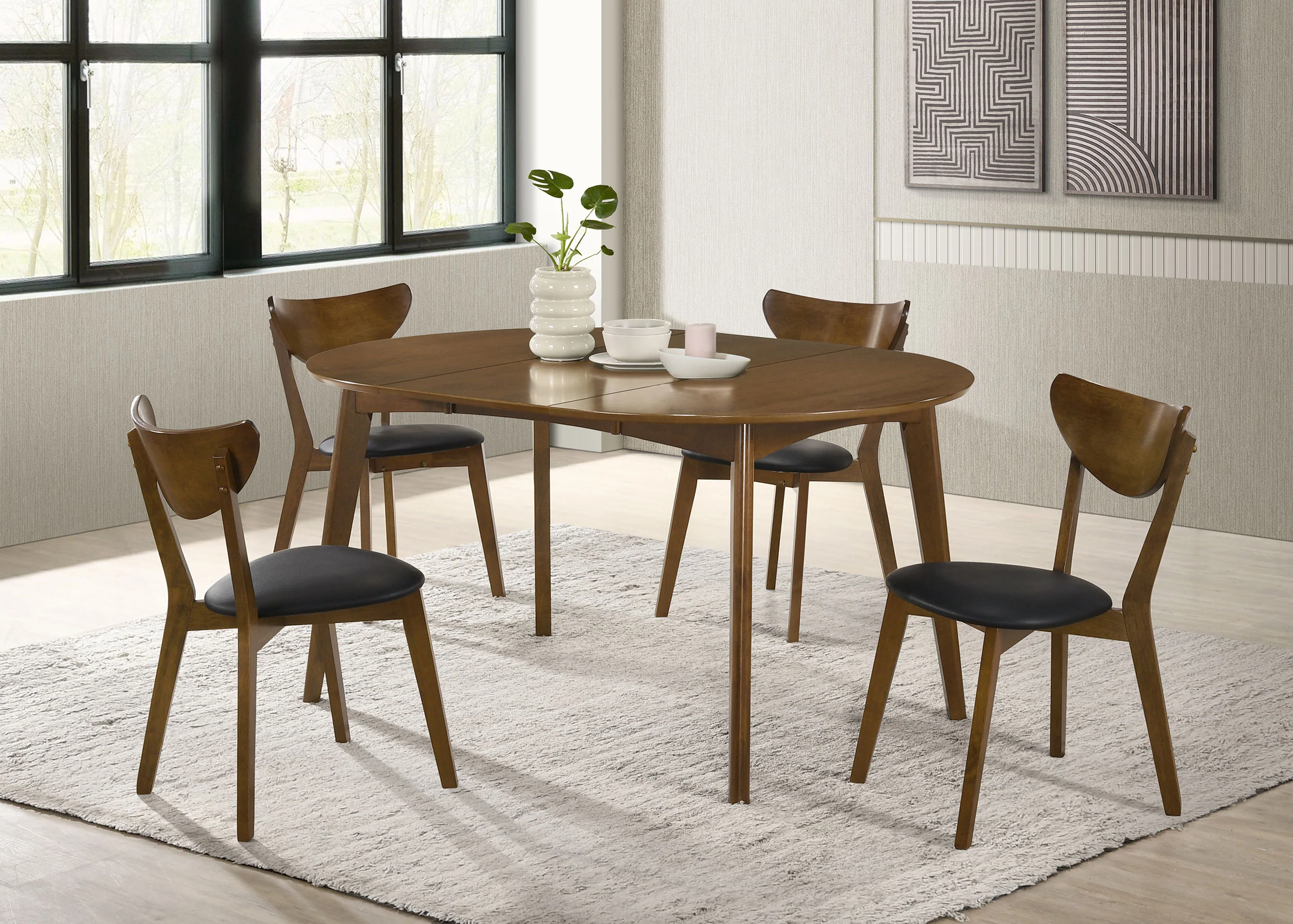 Jedda - 5 Piece Oval Dining Table Set - Dark Walnut - Image 15