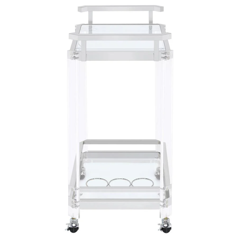 Jefferson - 2-Tier Glass Shelf Acrylic Bar Cart - Chrome - Image 5