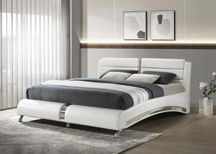 Jeremaine Upholstered Eastern King Sleigh Bed White