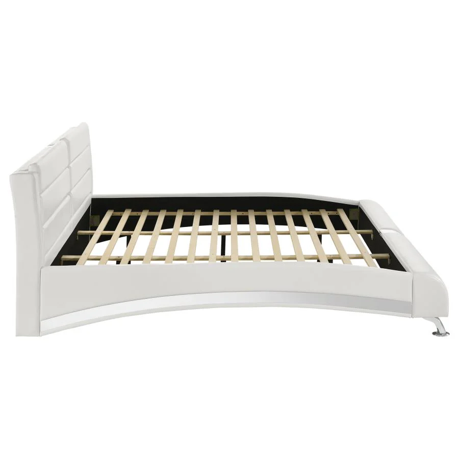 Jeremaine Upholstered Eastern King Sleigh Bed White - Image 5
