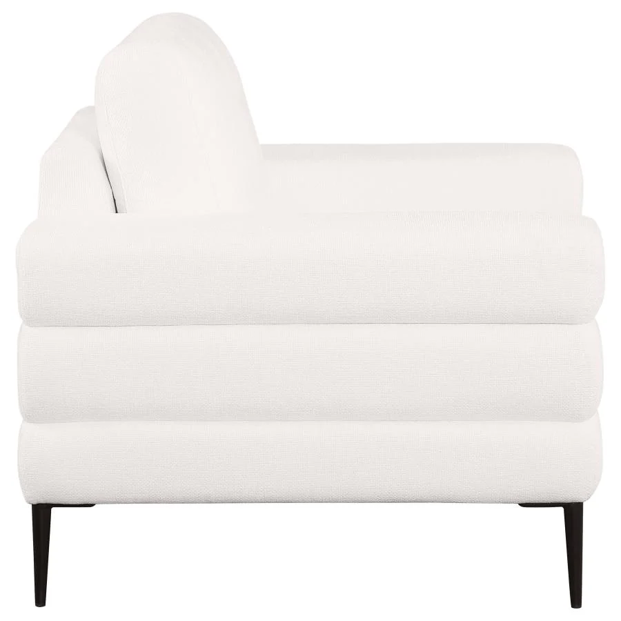 Jessel Chenille Upholstered Track Arm Chair Ivory - Image 7