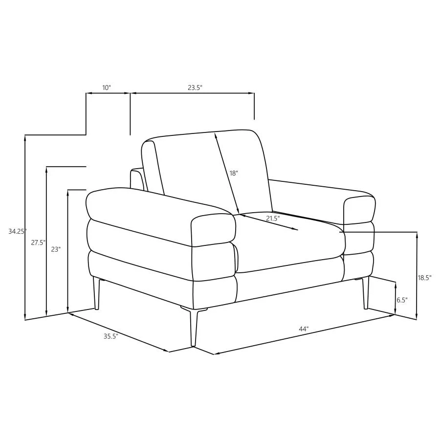 Jessel Chenille Upholstered Track Arm Chair Ivory - Image 9