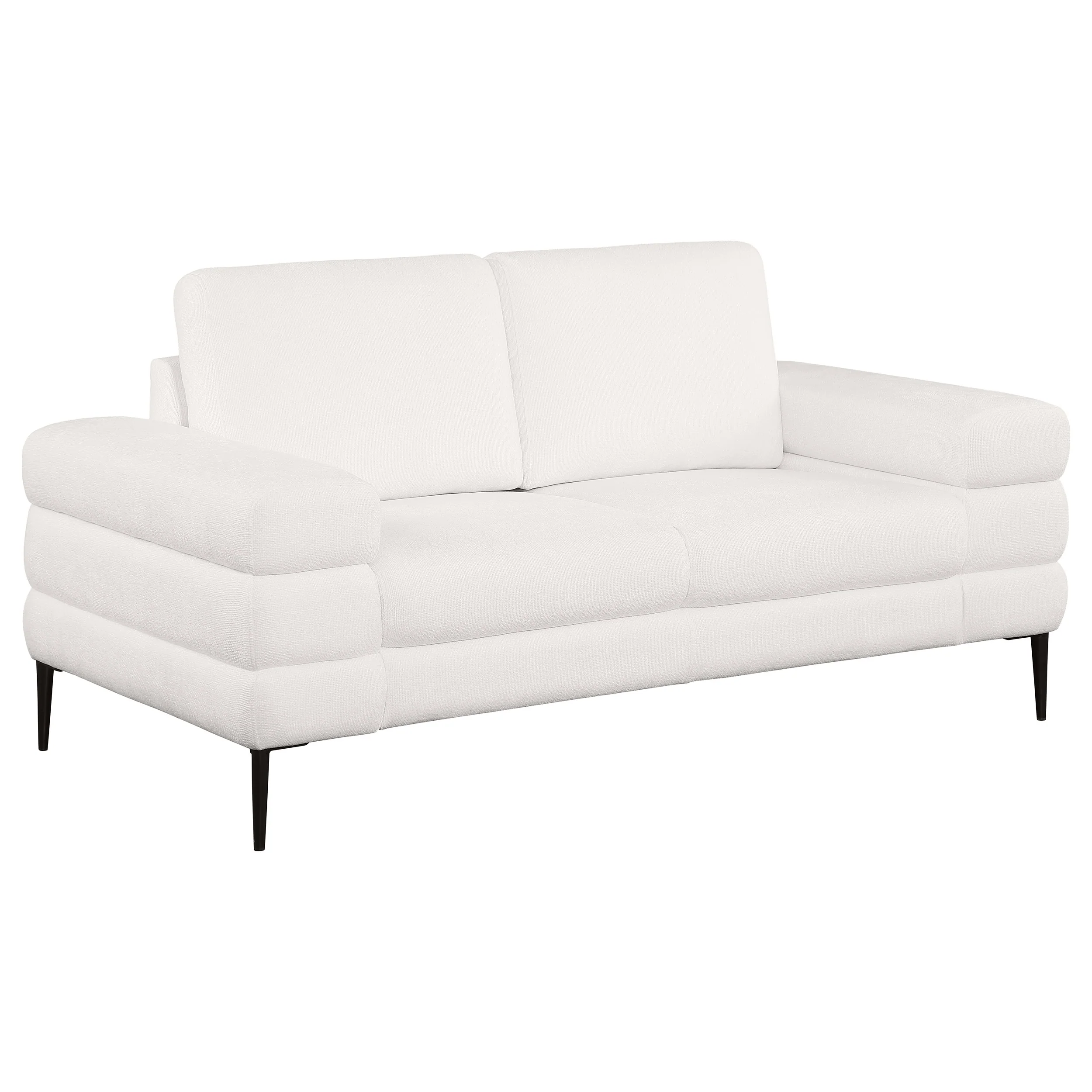 Jessel Chenille Upholstered Track Arm Loveseat Ivory - Image 12