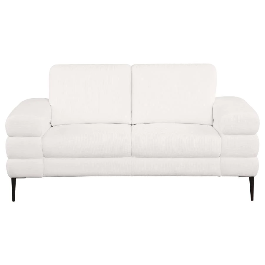 Jessel Chenille Upholstered Track Arm Loveseat Ivory - Image 2