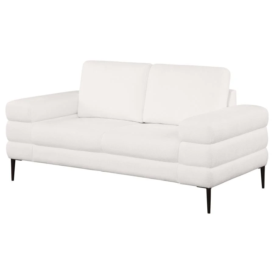 Jessel Chenille Upholstered Track Arm Loveseat Ivory - Image 3