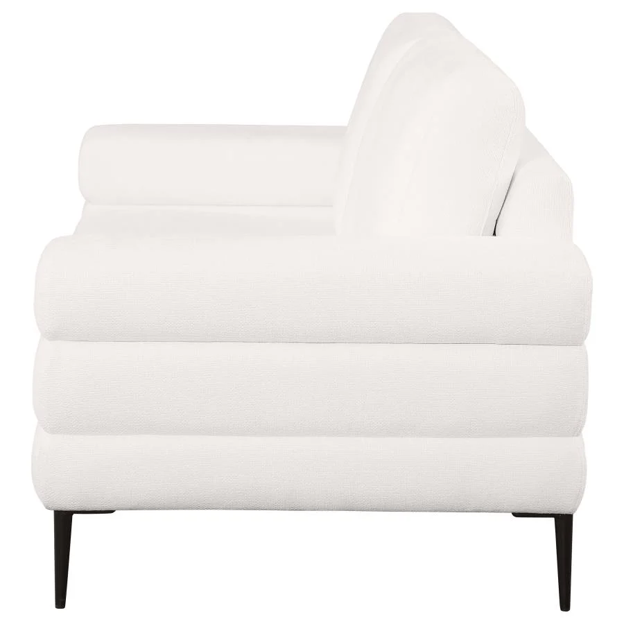 Jessel Chenille Upholstered Track Arm Loveseat Ivory - Image 4