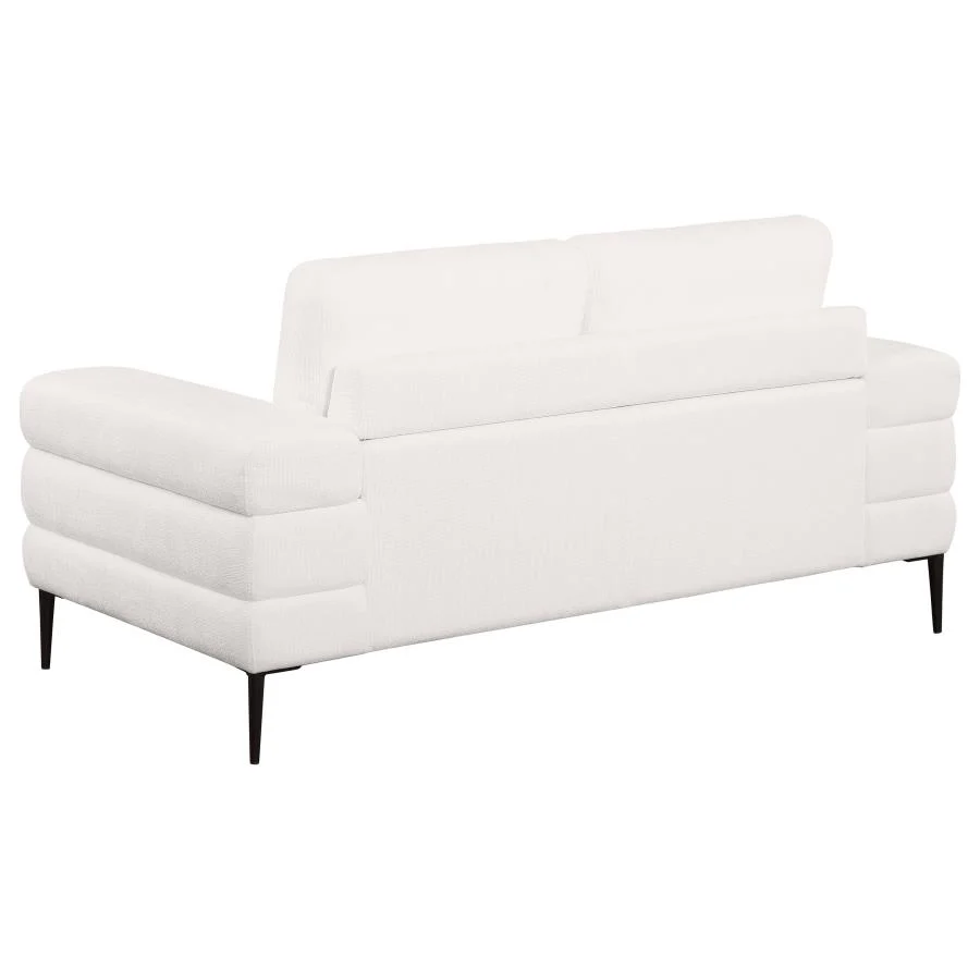 Jessel Chenille Upholstered Track Arm Loveseat Ivory - Image 5