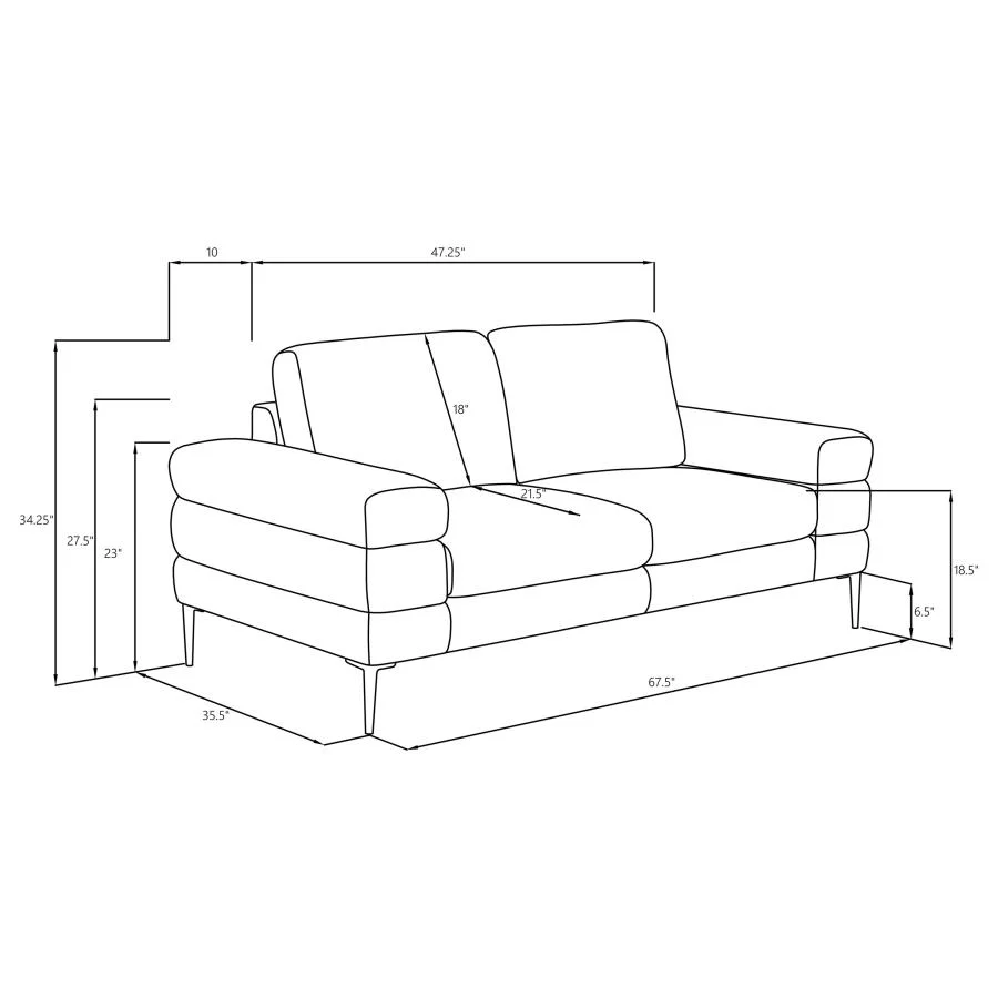 Jessel Chenille Upholstered Track Arm Loveseat Ivory - Image 9