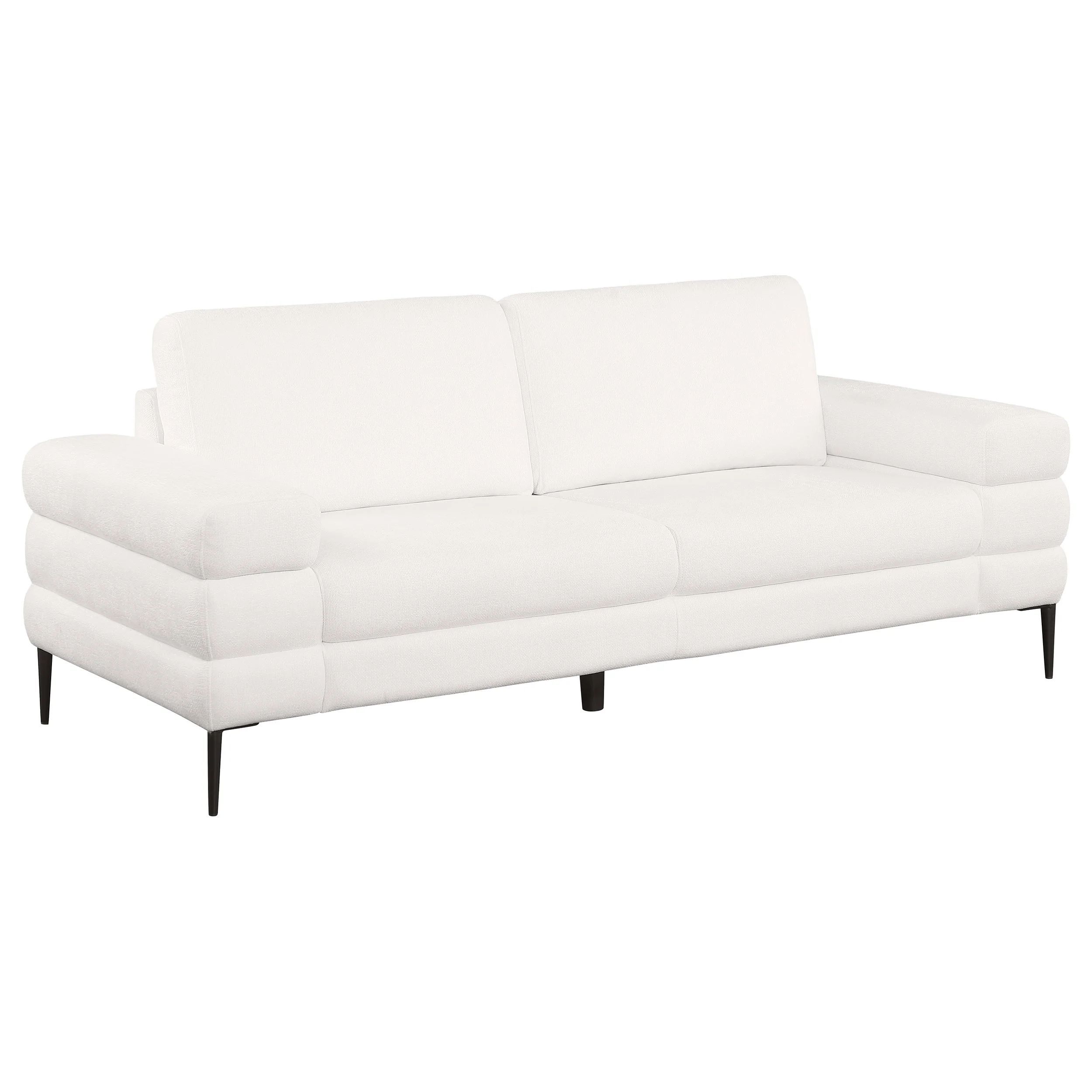 Jessel Chenille Upholstered Track Arm Sofa Ivory - Image 12