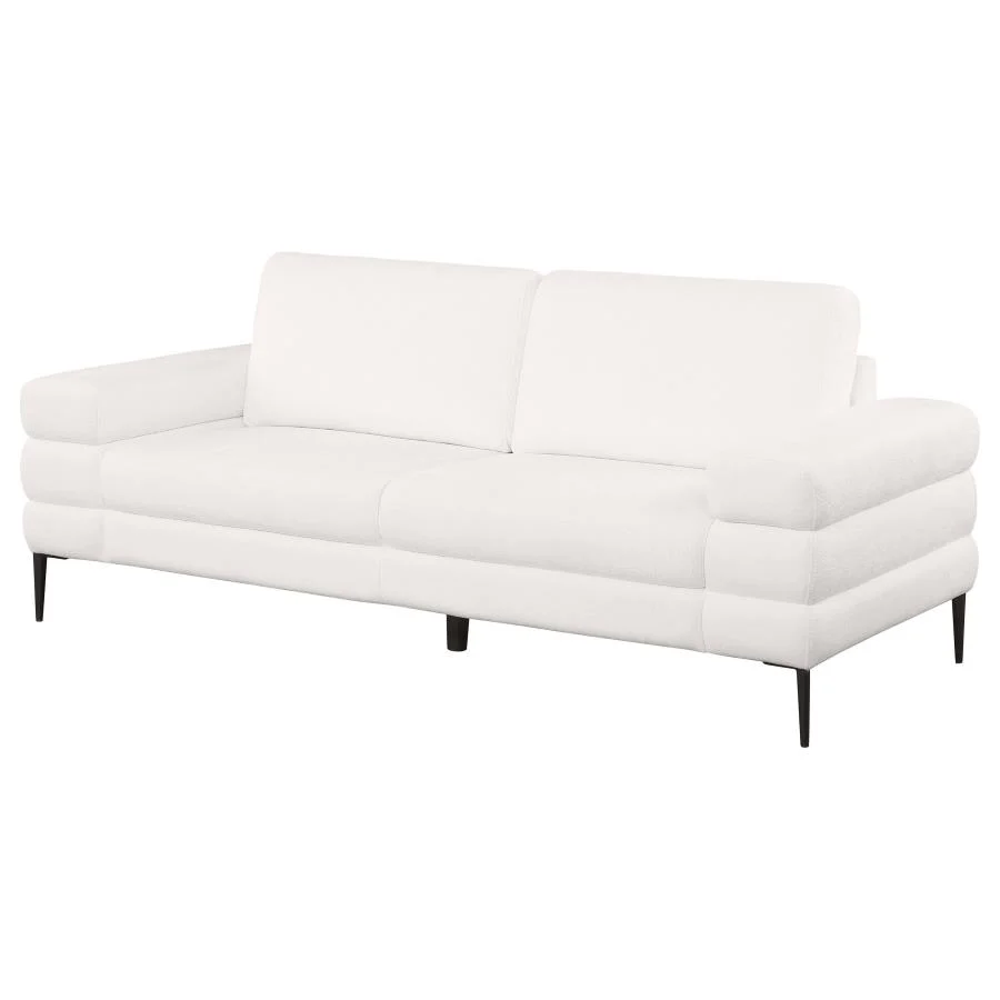 Jessel Chenille Upholstered Track Arm Sofa Ivory - Image 3
