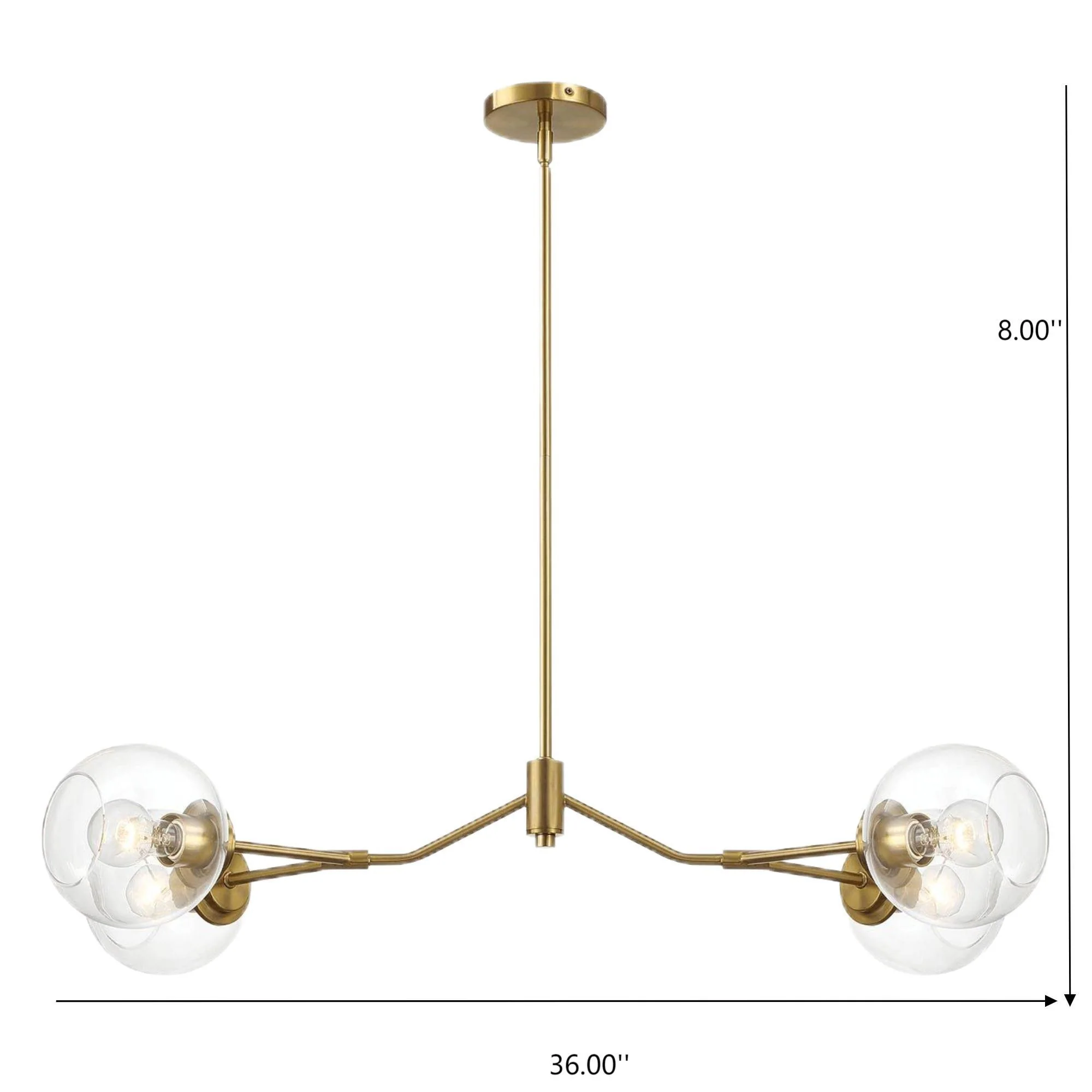 Jewel - 4 Lights Chandelier Ceiling Hanging Light Fixture - Clear / Gold - Image 2