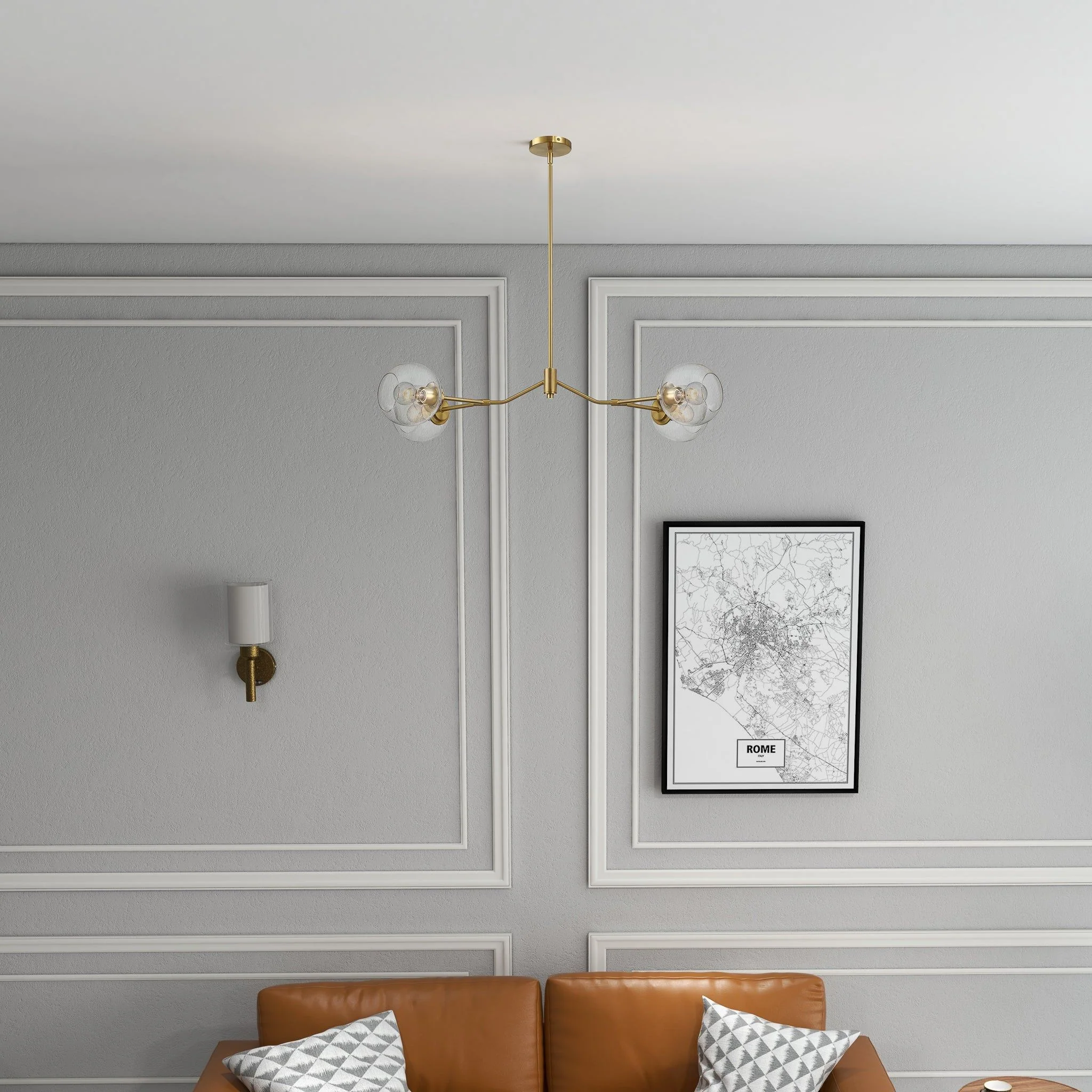 Jewel - 4 Lights Chandelier Ceiling Hanging Light Fixture - Clear / Gold - Image 3