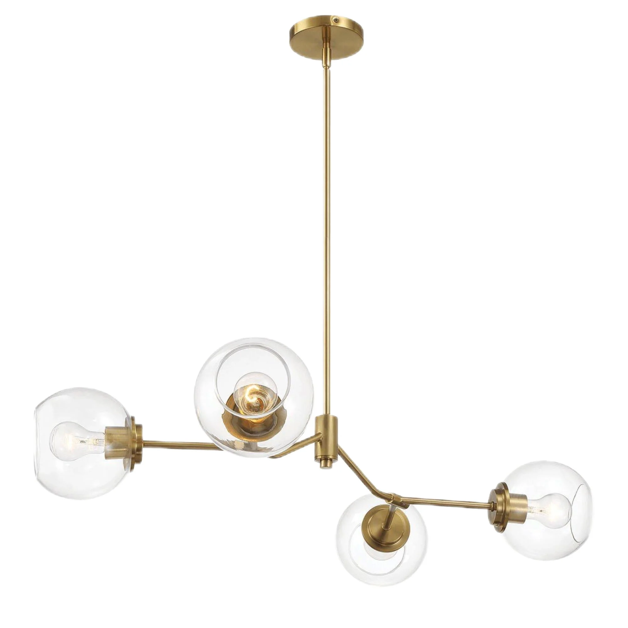 Jewel - 4 Lights Chandelier Ceiling Hanging Light Fixture - Clear / Gold - Image 4