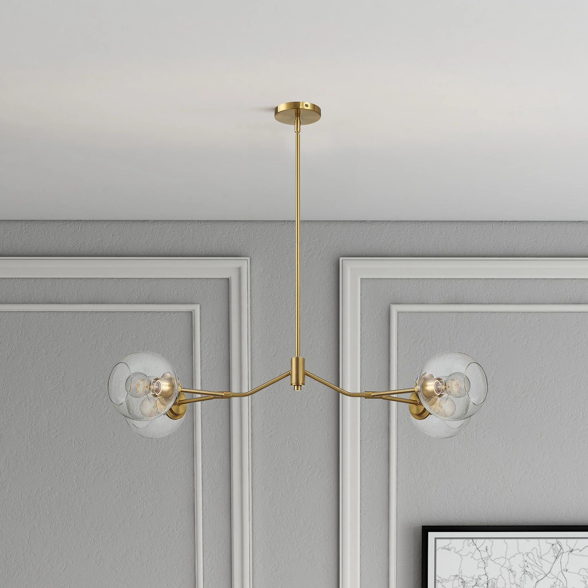 Jewel - 4 Lights Chandelier Ceiling Hanging Light Fixture - Clear / Gold - Image 5