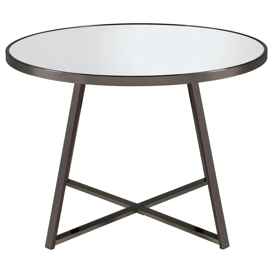Jillian - 5 Piece Round Mirror Top Dining Set - Black Nickel - Image 4