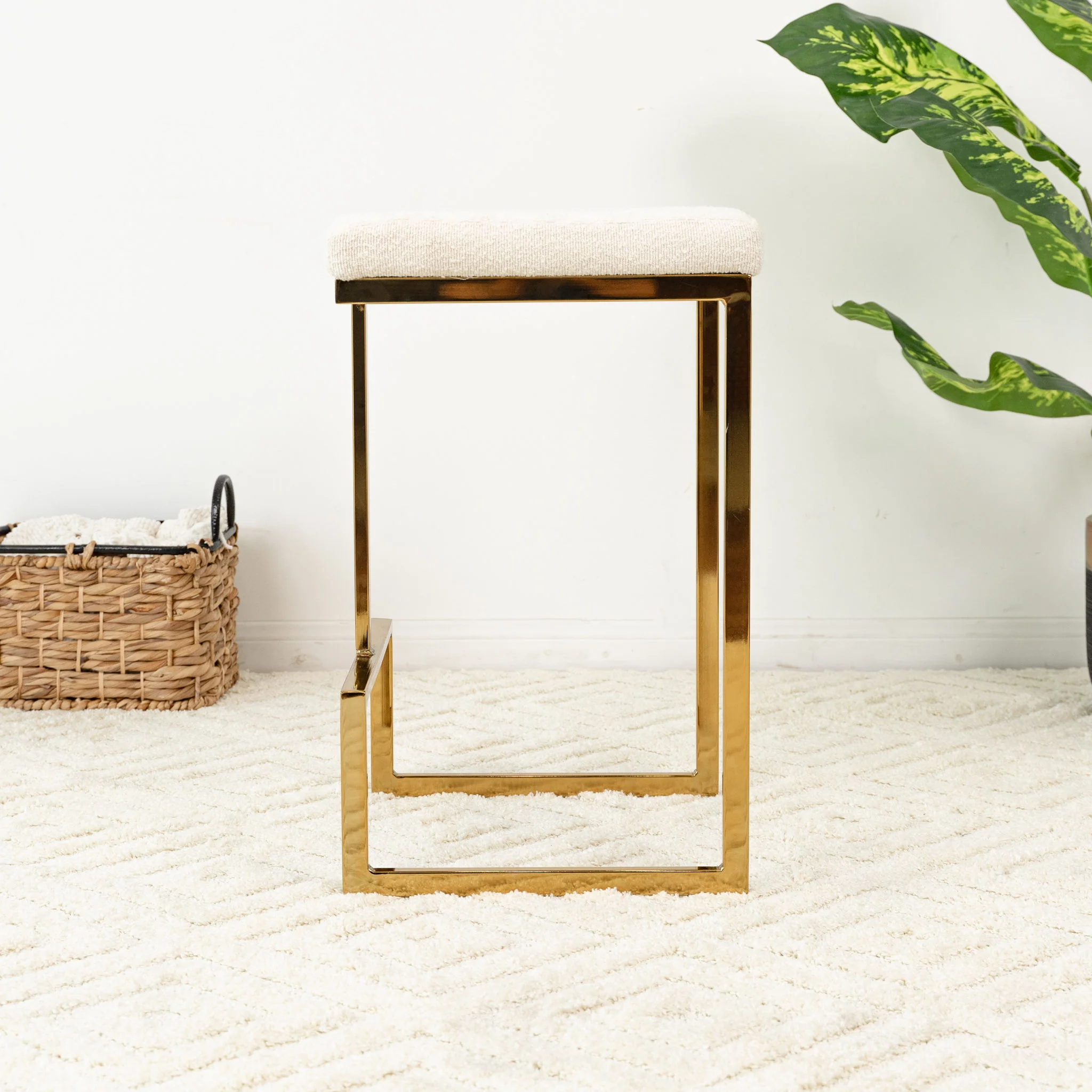 Joel - Mid Century Modern Luxury Upholstered Stool - Image 11