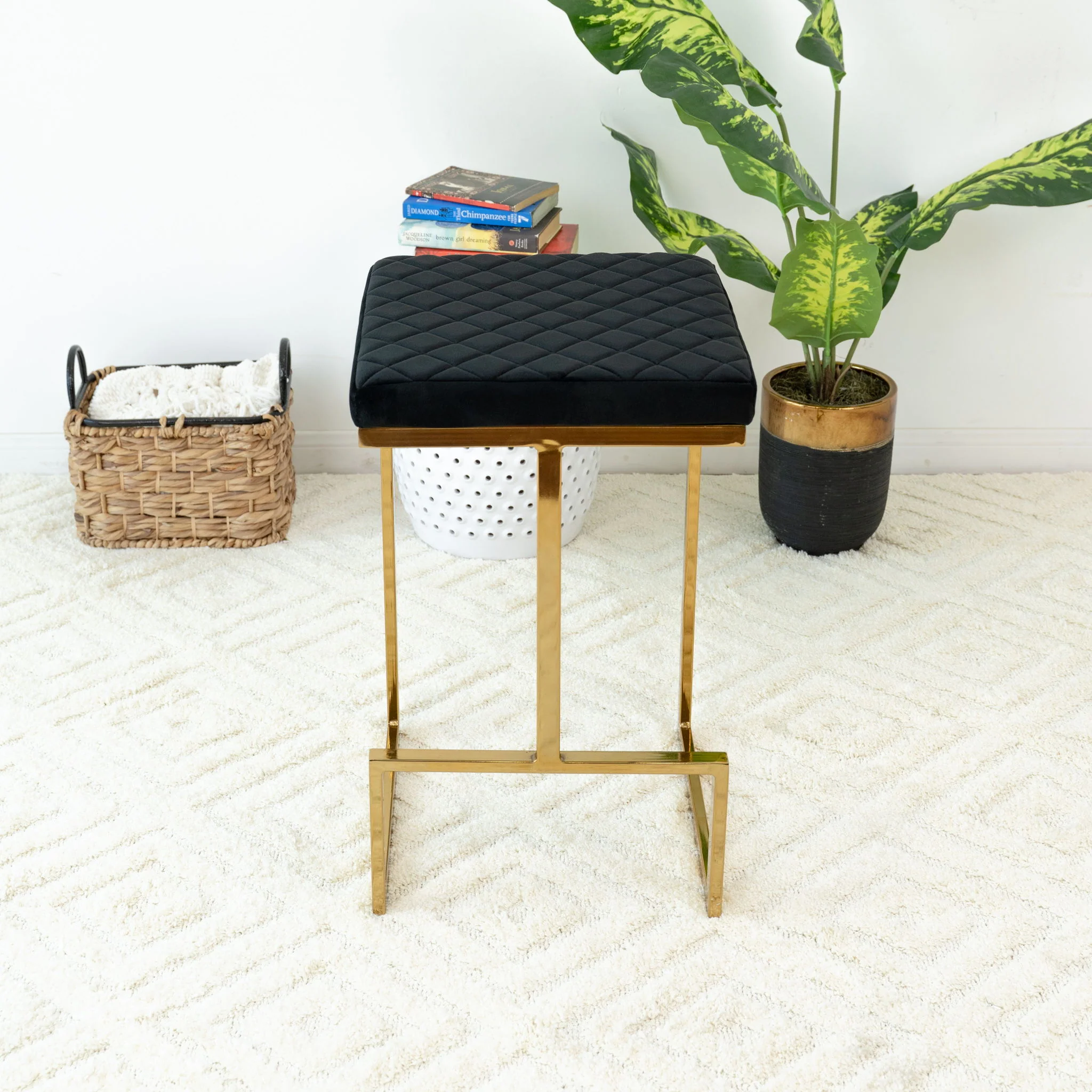 Joel - Mid Century Modern Luxury Upholstered Stool - Image 6