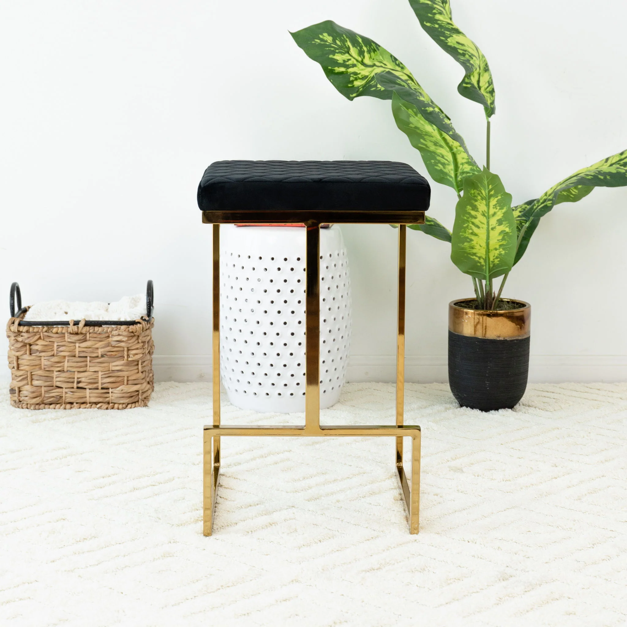 Joel - Mid Century Modern Luxury Upholstered Stool - Image 9