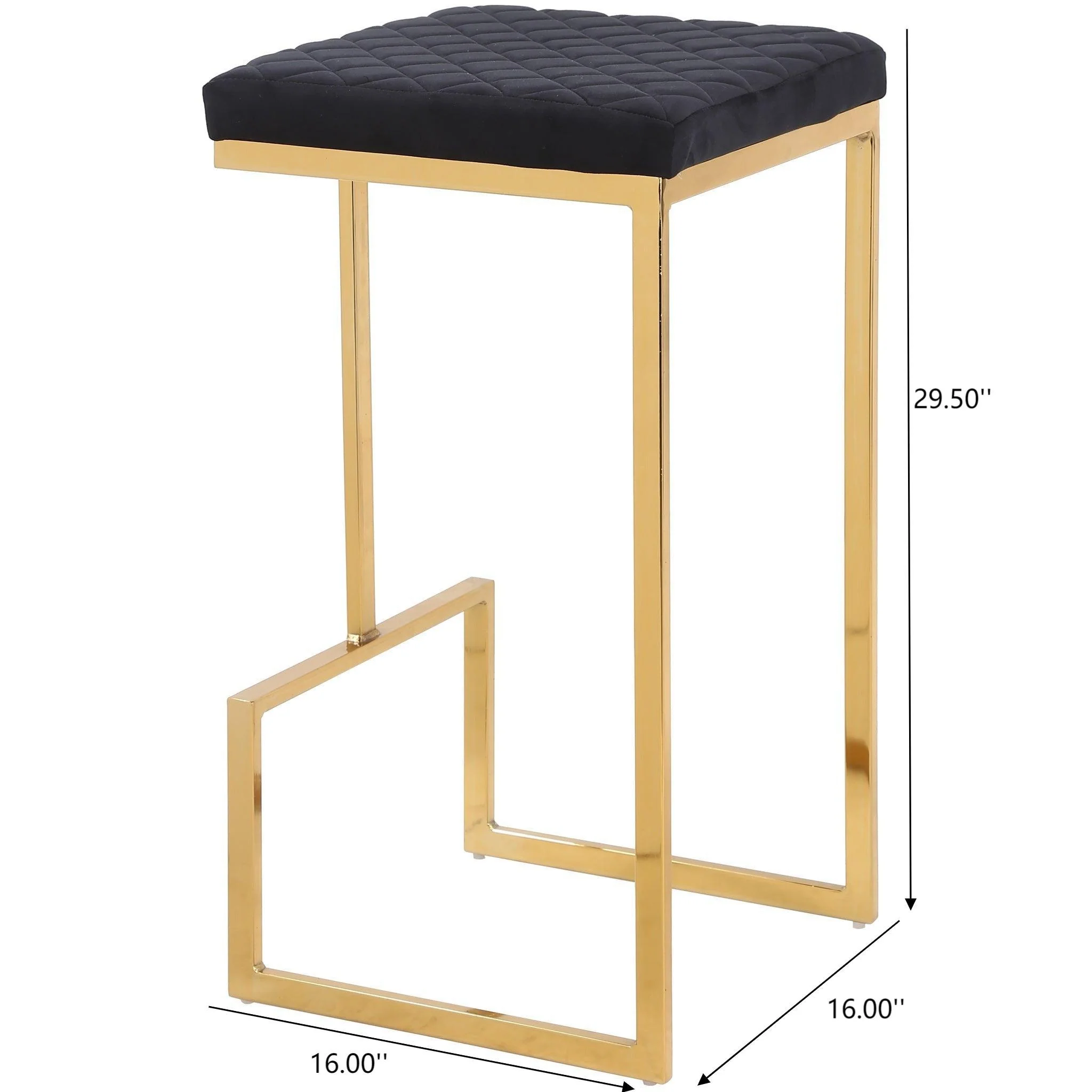Joel - Upholstered Stool - Black / Gold - Image 9