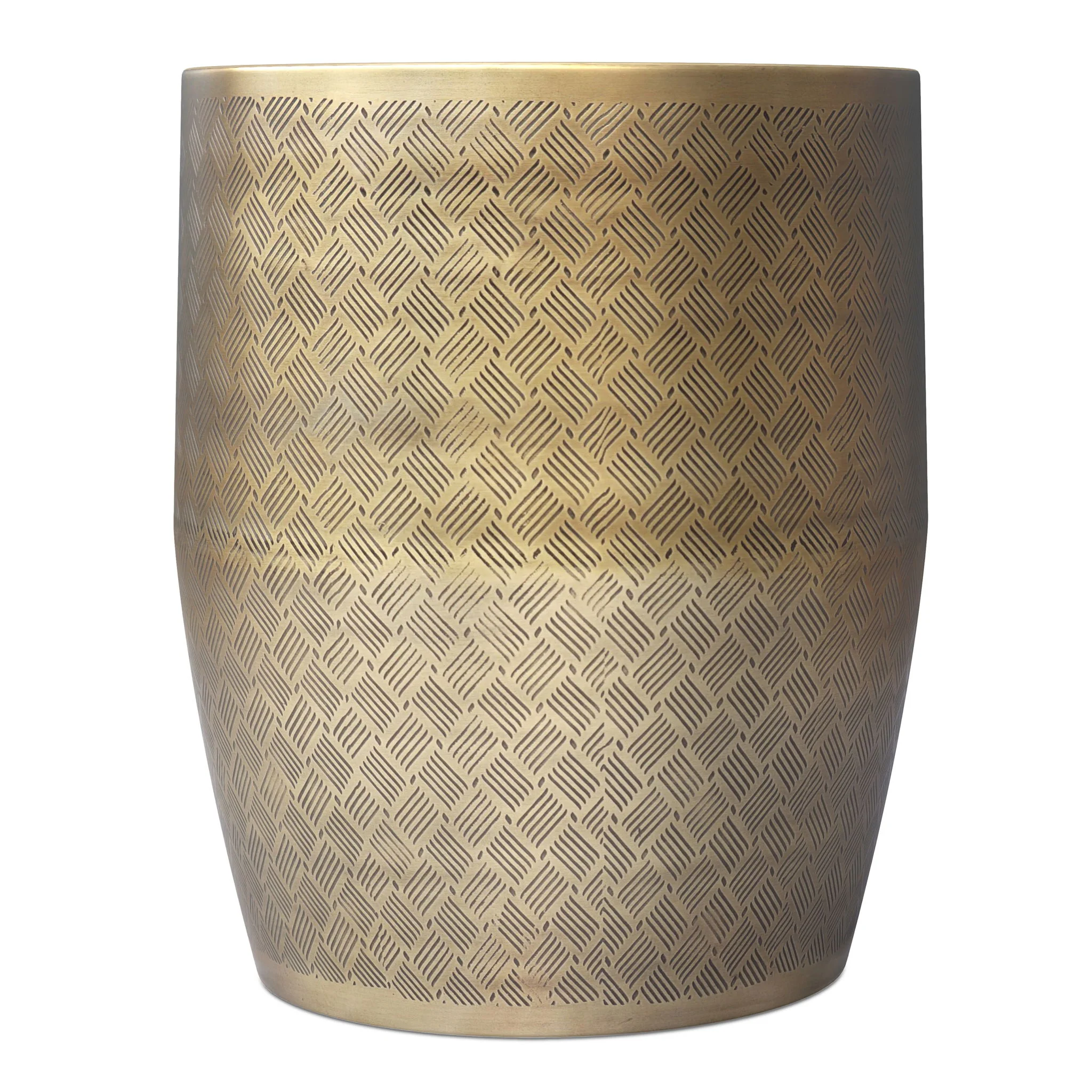 Johnsen - Cross Hatch Pattern Accent Table - Antique Gold - Image 2