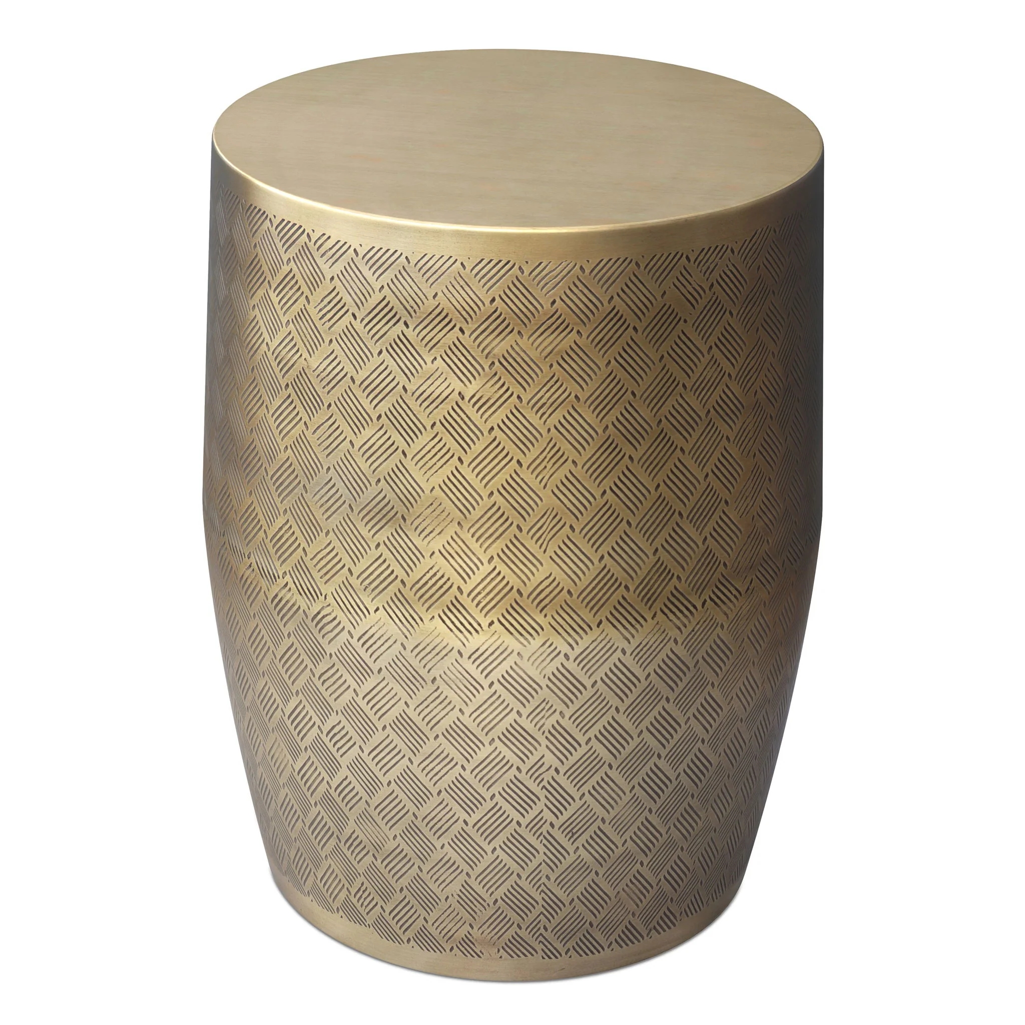 Johnsen - Cross Hatch Pattern Accent Table - Antique Gold - Image 7