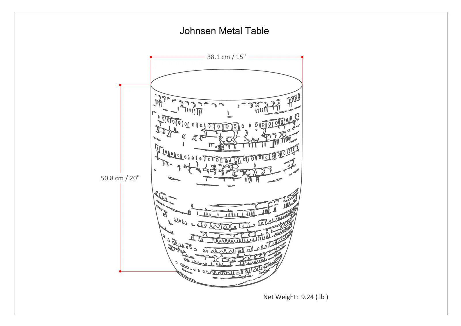Johnsen - Handcrafted Large Metal Accent Table - Image 10