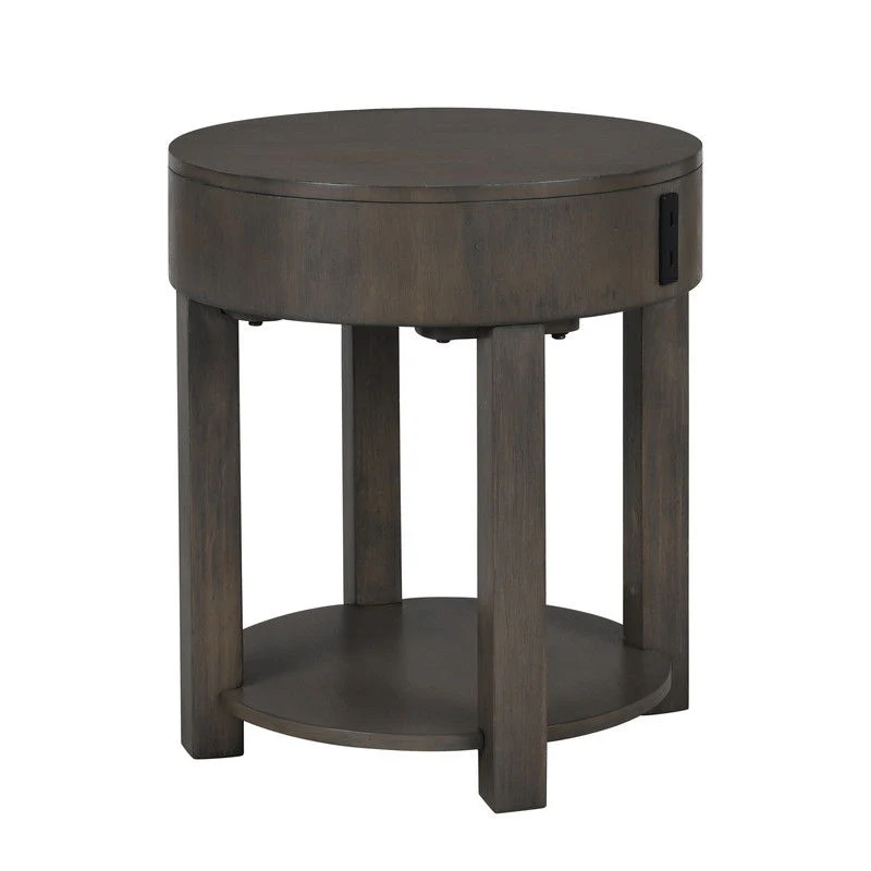 Jonah - MDF End Table With USB Ports - Light Brown - Image 4