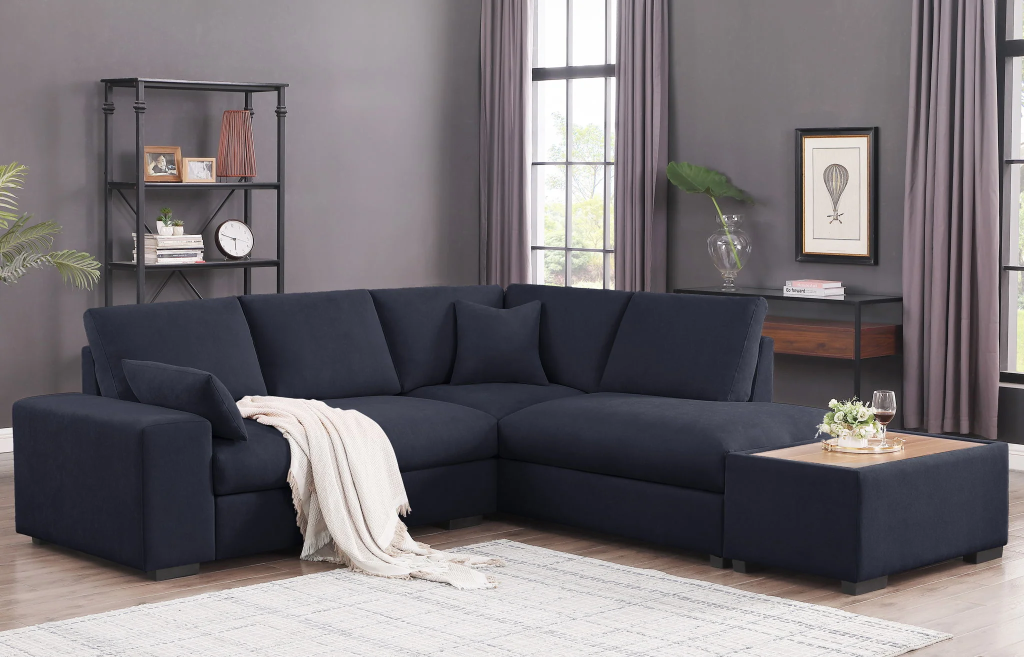 Joshua - 100" Sectional Sofa with Right Facing Chaise and Console Ottoman - Image 5
