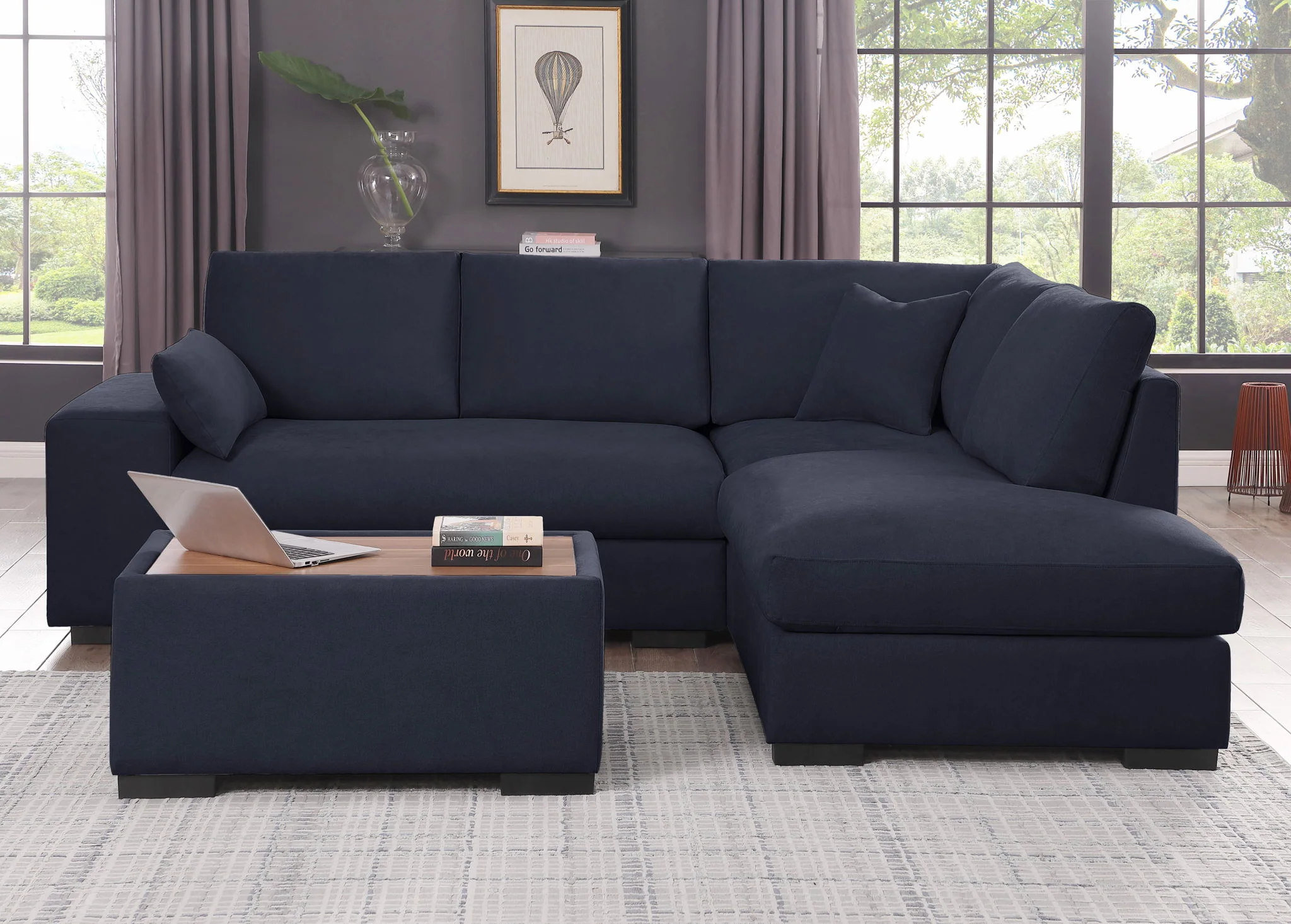 Joshua - 100" Sectional Sofa with Right Facing Chaise and Console Ottoman - Image 6