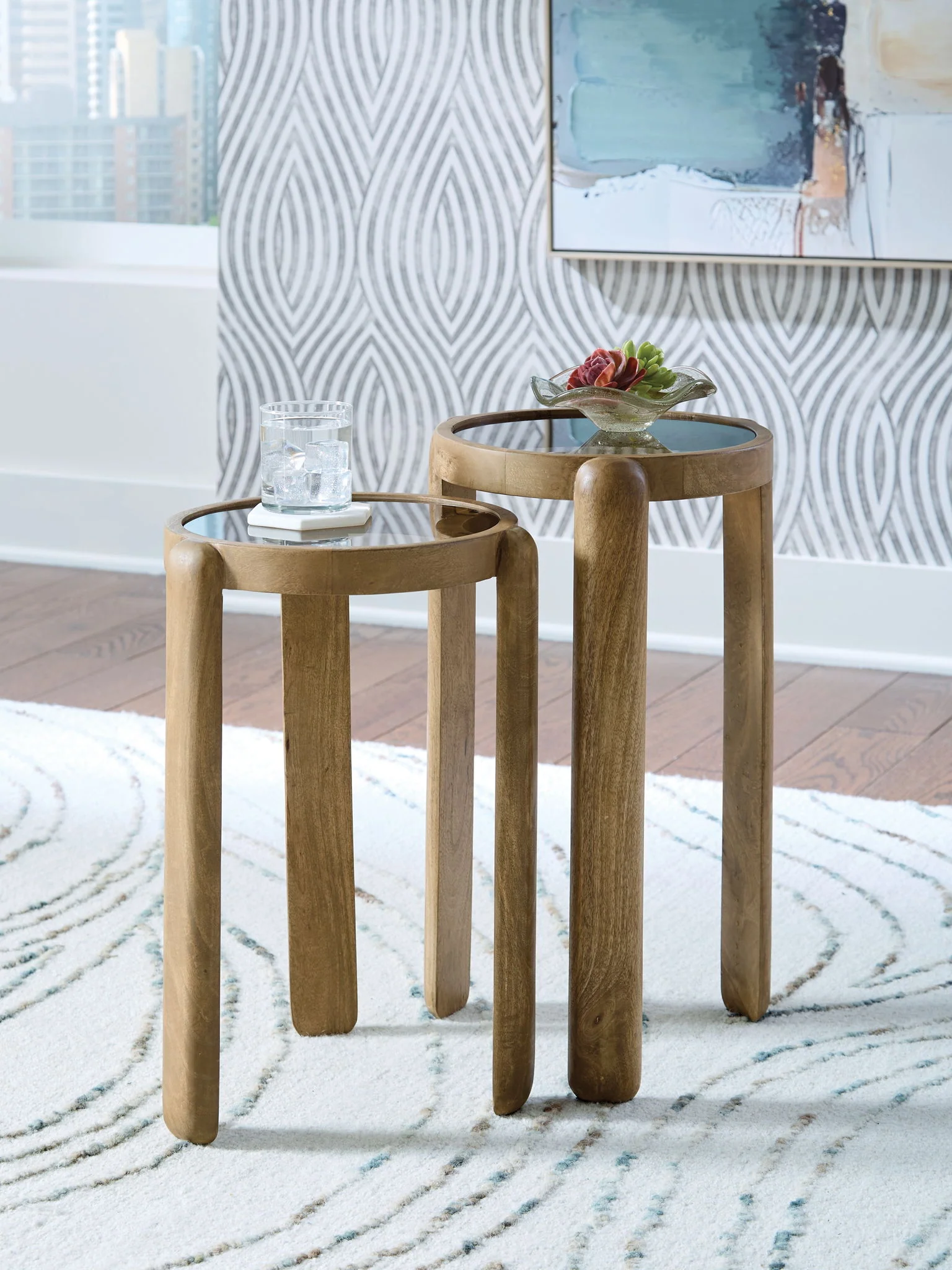Jossor - Accent Table Set (Set of 2) - Light Brown - Image 4