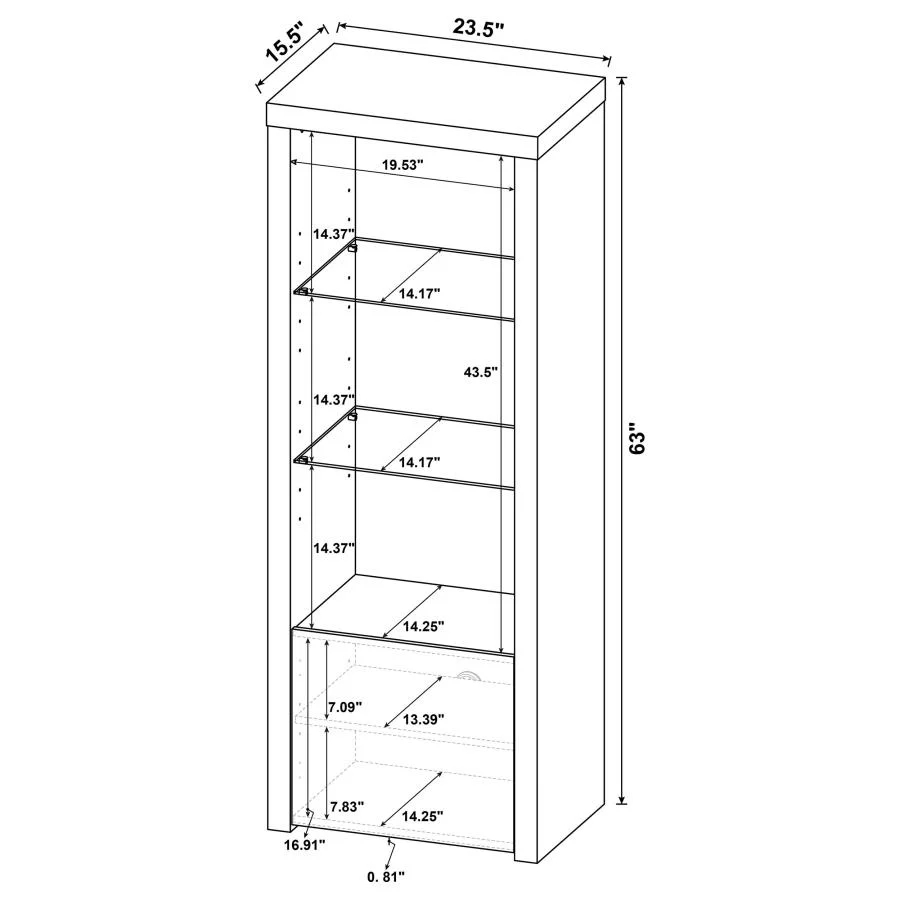 Jude - 3-Shelf Engineered Wood Media Tower - High Gloss White - Image 9