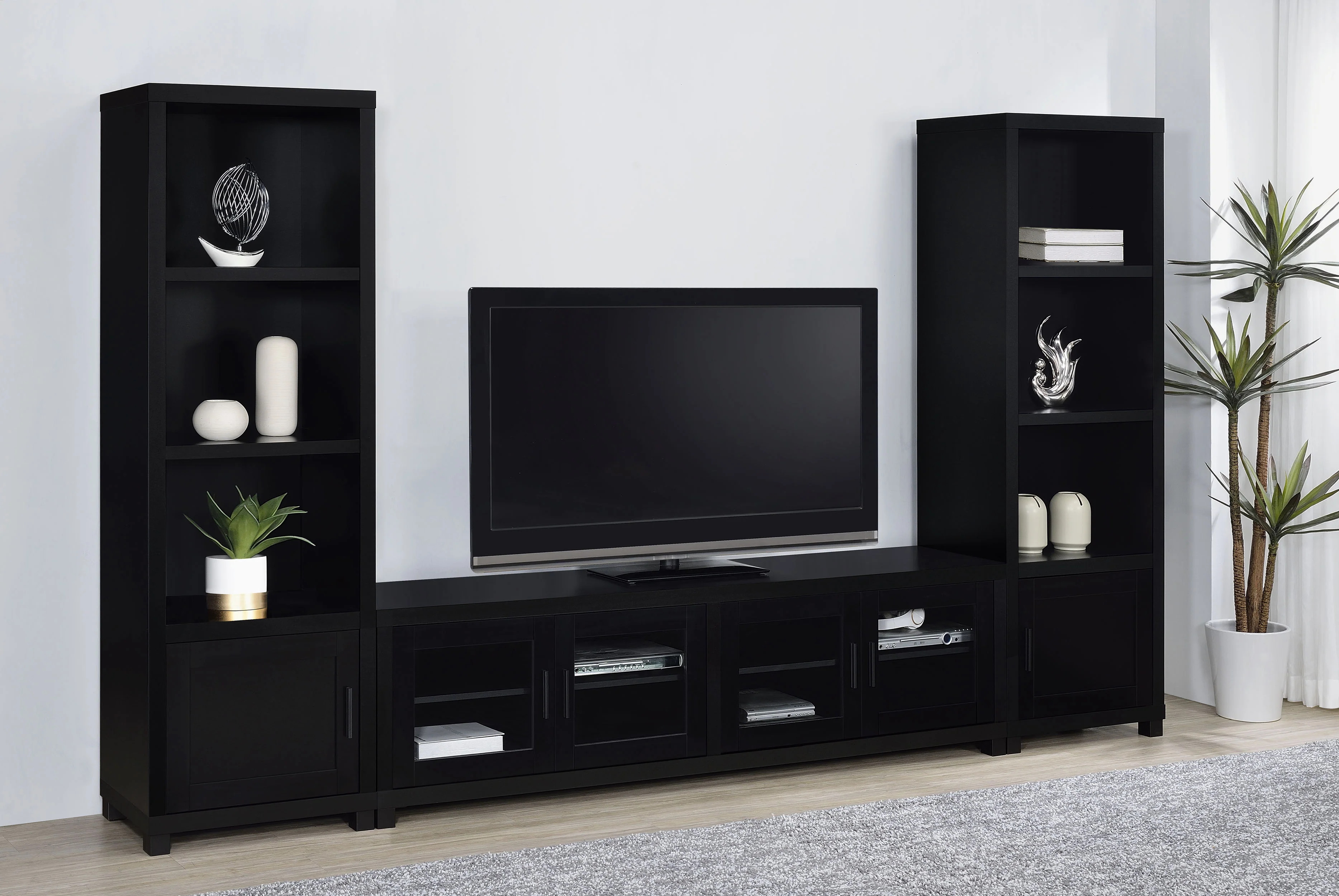 Jupiter - 3 Piece Entertainment Center TV Stand - Black - Image 19