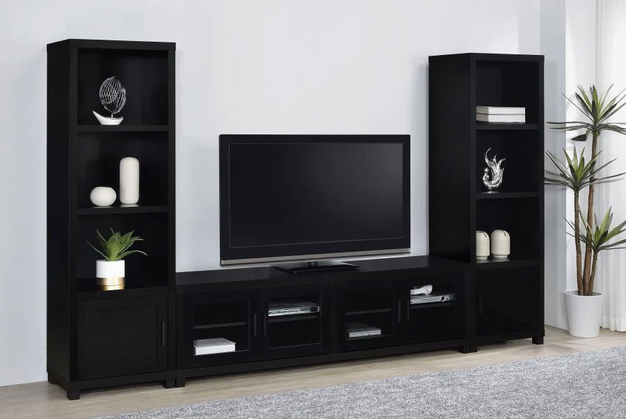 Jupiter - 4 Door Engineered Wood TV Stand - Black - Image 11